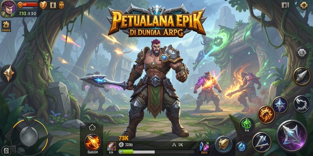 Screenshot menampilkan aksi seru dalam gameplay ARPG 73K.