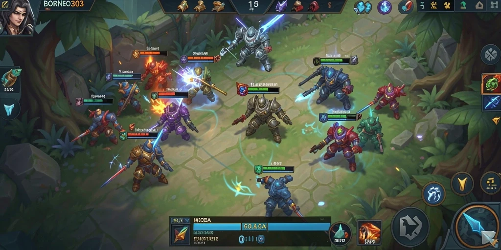 Tangkapan layar gameplay epik dalam pertempuran tim di BORNEO303.
