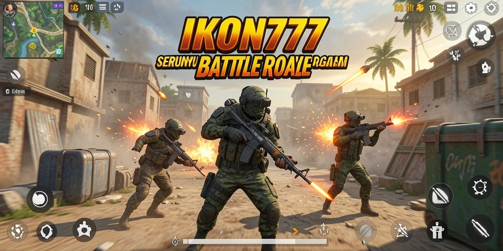 Tampilan utama gameplay IKON777 dengan aksi Battle Royale yang seru.