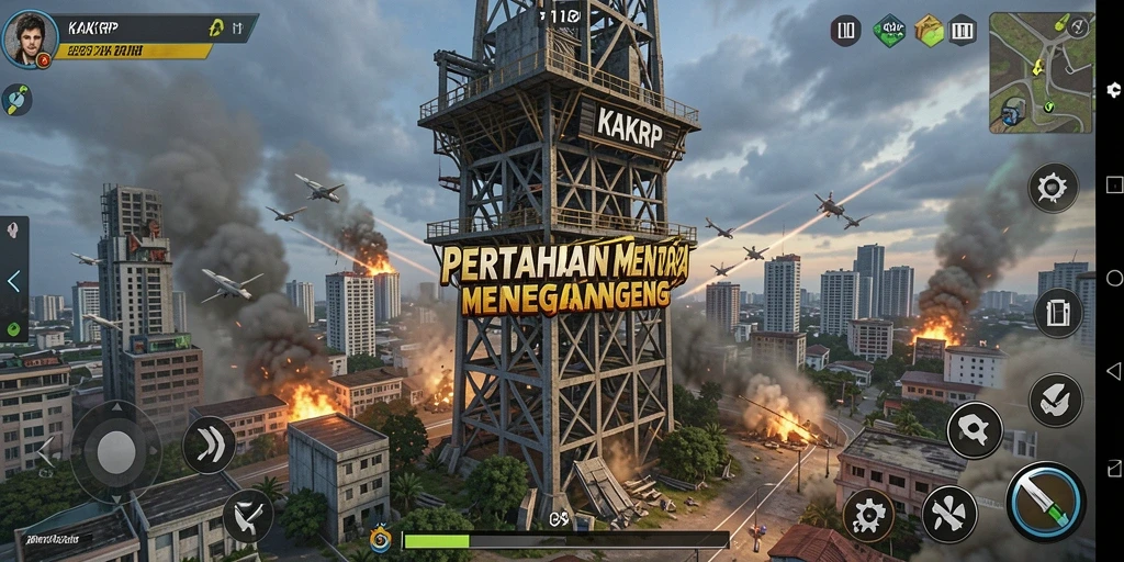 Tampilan gameplay seru KAKRP di Tower Defense.
