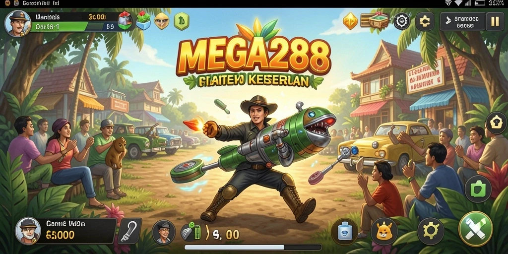Screenshot gameplay MEGA288 dengan tampilan warna-warni yang menarik.