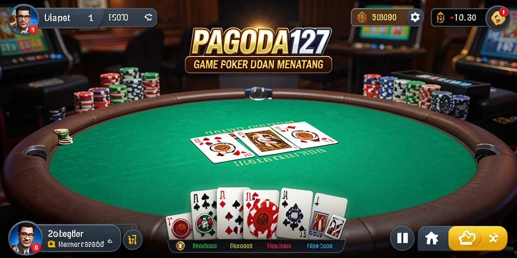 Tampilan gameplay seru dalam PAGODA127 yang menunjukkan strategi poker.