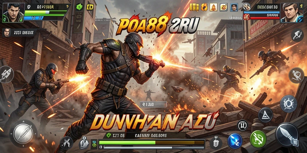 Screenshot gameplay POA88 menampilkan pertarungan aksi yang intens.