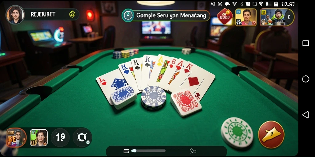 Tampilan gameplay seru dari REJEKIBET yang penuh strategi Gaple.